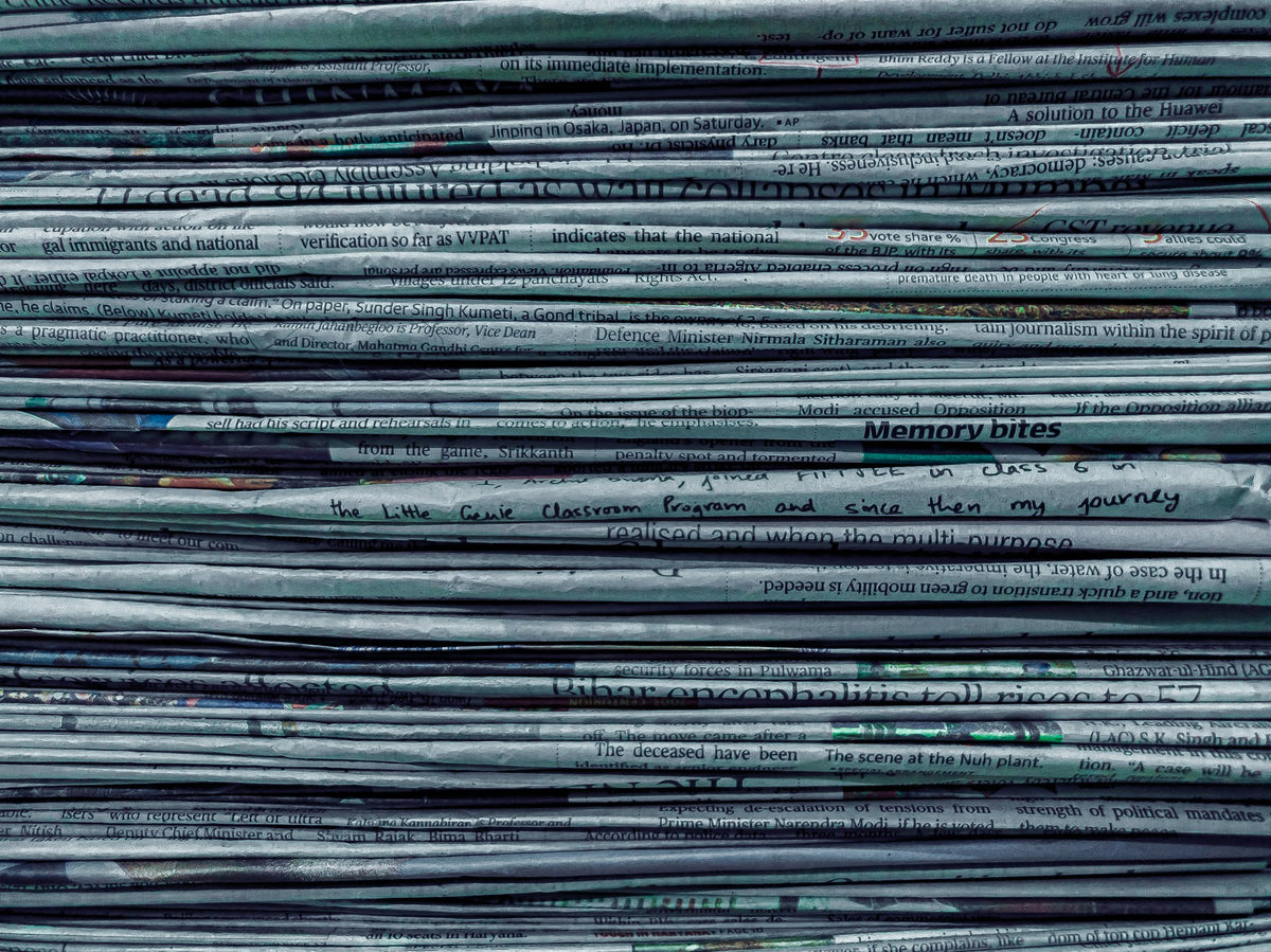 A stack of old newspapers